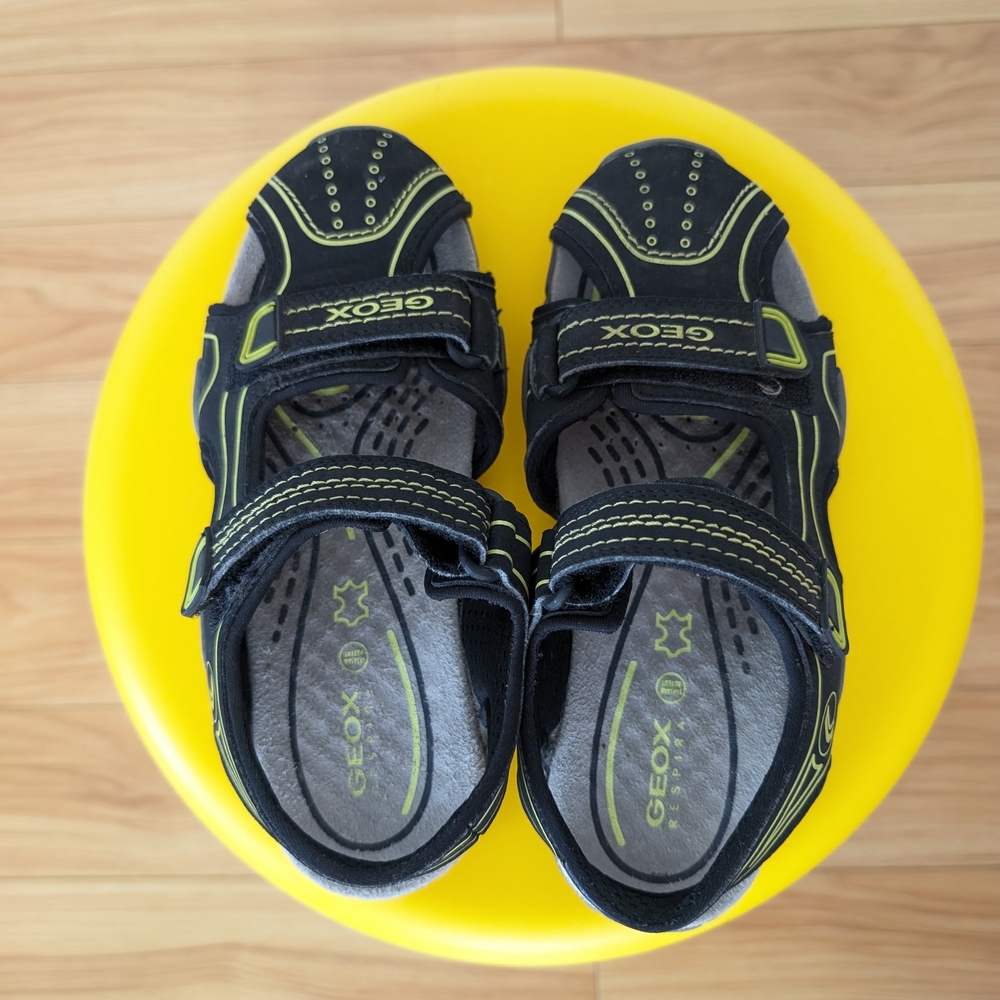 Geox Kids' Black and Yellow Sandals